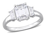 2.30 Carat (ctw) Lab-Created Three-Stone Moissanite Engagement Ring in Sterling Silver